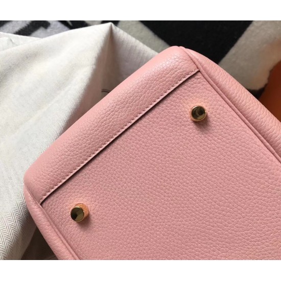 Hermes Pink Clemence Lindy 30cm Bag with GHW