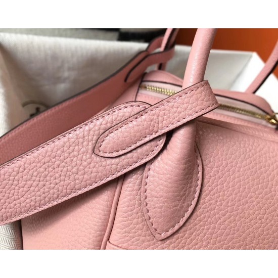 Hermes Pink Clemence Lindy 30cm Bag with GHW