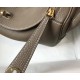 Hermes Taupe Grey Clemence Lindy 30cm Bag with GHW