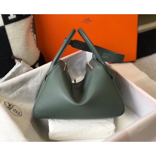 Hermes Vert Amande Clemence Lindy 30cm Bag with GHW