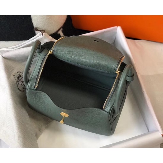 Hermes Vert Amande Clemence Lindy 30cm Bag with GHW