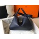 Hermes Dark Blue Clemence Lindy 30cm Bag with GHW