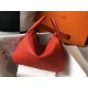 Hermes Red Clemence Lindy 30cm Bag with GHW