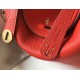 Hermes Red Clemence Lindy 30cm Bag with GHW