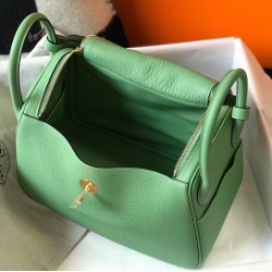 Hermes Vert Criquet Clemence Lindy 30cm Bag with GHW