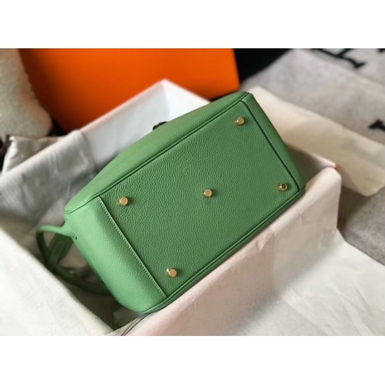 Hermes Vert Criquet Clemence Lindy 30cm Bag with GHW