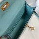 Hermes Kelly Mini II Bag In Blue Atoll Embossed Crocodile Leather