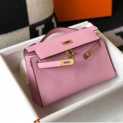 Hermes Kelly Pochette Bag In Mauve Sylvestre Epsom Leather