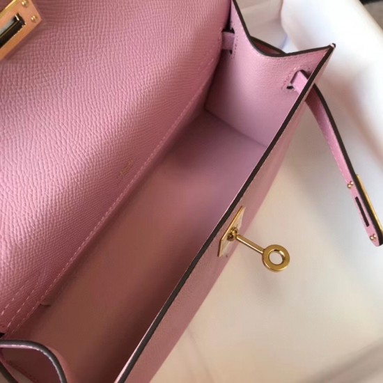 Hermes Kelly Pochette Bag In Mauve Sylvestre Epsom Leather