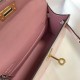 Hermes Kelly Mini II Bag In Rose Dragee Embossed Crocodile Leather