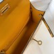 Hermes Kelly Mini II Bag In Yellow Embossed Crocodile Leather