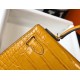 Hermes Kelly Mini II Bag In Yellow Embossed Crocodile Leather