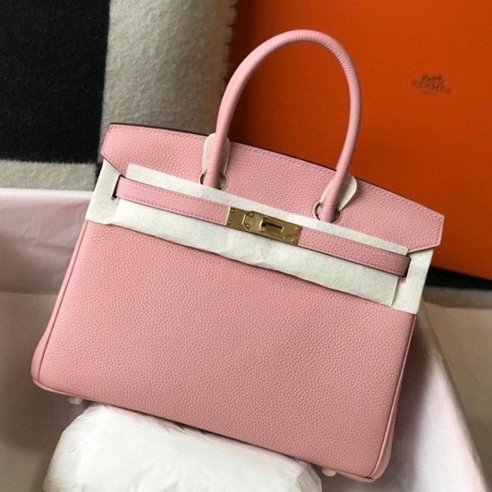 Hermes Pink Clemence Birkin 30cm Bag GHW