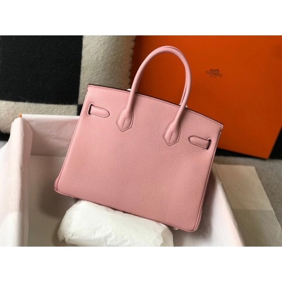 Hermes Pink Clemence Birkin 30cm Bag GHW