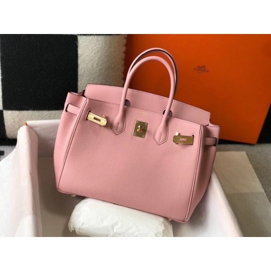 Hermes Pink Clemence Birkin 30cm Bag GHW