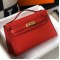 Hermes Kelly Pochette Bag In Red Epsom Leather