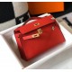 Hermes Kelly Pochette Bag In Red Epsom Leather