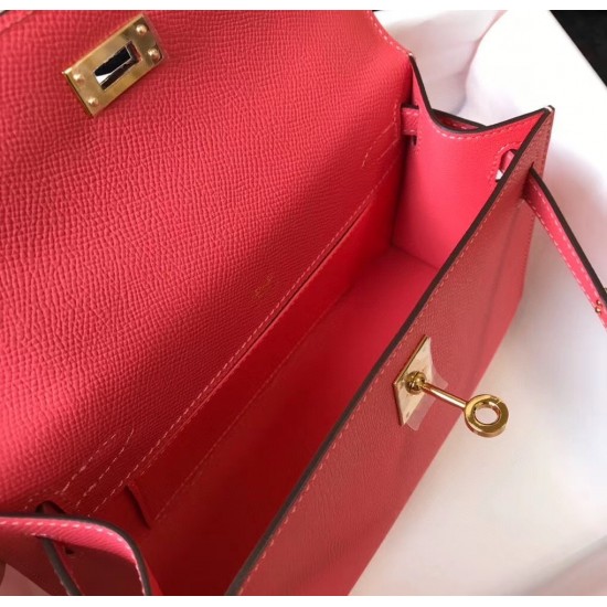 Hermes Kelly Pochette Bag In Rose Lipstick Epsom Leather