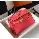 Hermes Kelly Pochette Bag In Rose Lipstick Epsom Leather