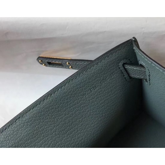 Hermes Kelly Pochette Bag In Vert Amande Epsom Leather