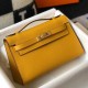 Hermes Kelly Pochette Bag In Yellow Epsom Leather