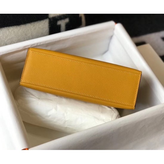 Hermes Kelly Pochette Bag In Yellow Epsom Leather