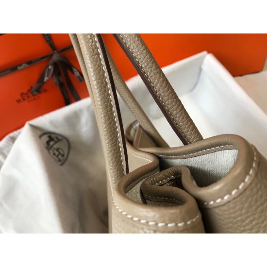 Hermes Garden Party 30 Bag In Grey Clemence Calfskin