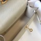 Hermes Kelly Pochette Bag In White Epsom Leather