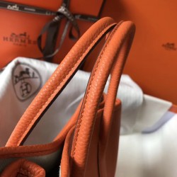 Hermes Garden Party 30 Bag In Orange Clemence Calfskin