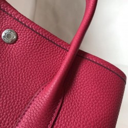 Hermes Garden Party 30 Bag In Rose Red Clemence Calfskin