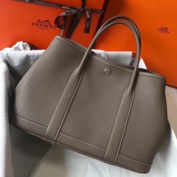 Hermes Garden Party 30 Bag In Taupe Clemence Calfskin