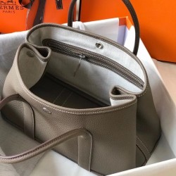 Hermes Garden Party 30 Bag In Taupe Clemence Calfskin