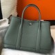 Hermes Garden Party 30 Bag In Vert Amande Clemence Calfskin