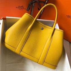 Hermes Garden Party 30 Bag In Yellow Clemence Calfskin