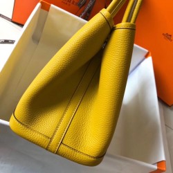 Hermes Garden Party 30 Bag In Yellow Clemence Calfskin