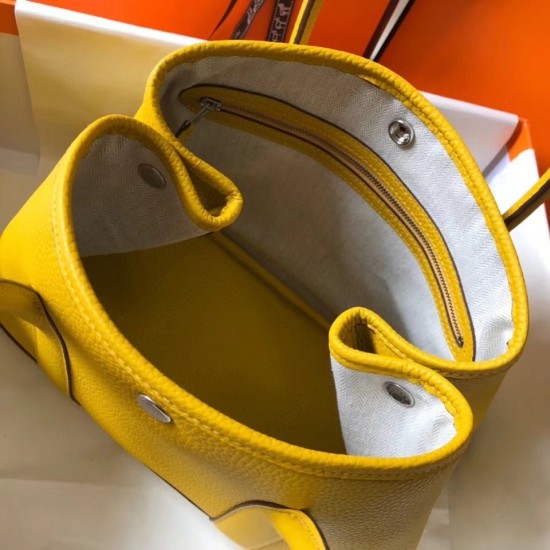 Hermes Garden Party 30 Bag In Yellow Clemence Calfskin