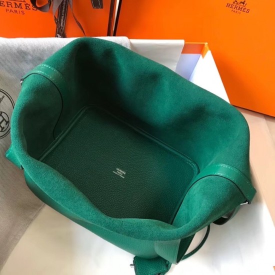 Hermes Picotin Lock 22 Bag In Vert Vertigo Clemence Leather