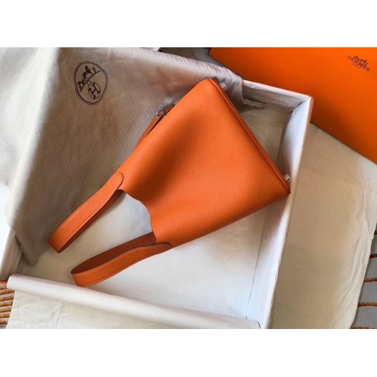 Hermes Picotin Lock 22 Bag In Orange Clemence Leather