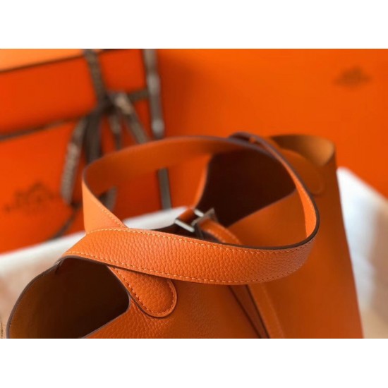 Hermes Picotin Lock 22 Bag In Orange Clemence Leather