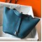 Hermes Picotin Lock 22 Bag In Blue Jean Clemence Leather