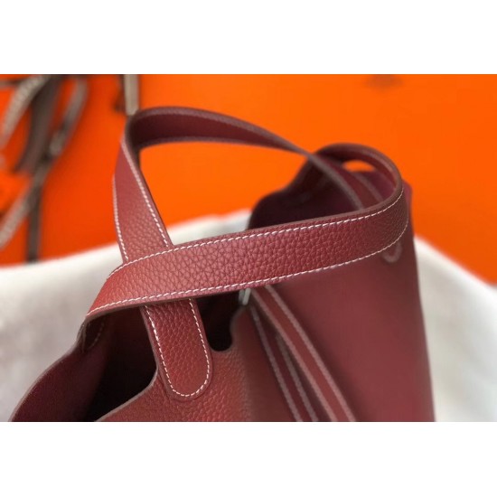 Hermes Picotin Lock 22 Bag In Bordeaux Clemence Leather