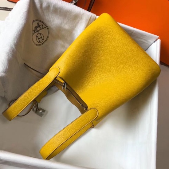 Hermes Picotin Lock 22 Bag In Yellow Clemence Leather