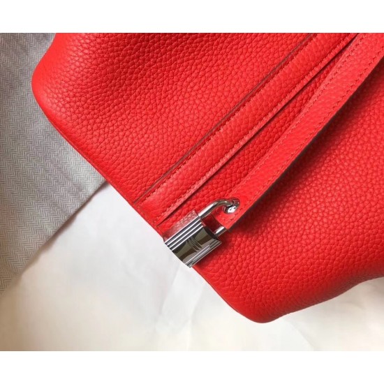 Hermes Picotin Lock 22 Bag In Red Clemence Leather