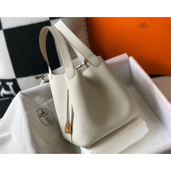 Hermes Picotin Lock 22 Bag In Beton Clemence Leather