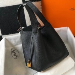 Hermes Picotin Lock 22 Bag In Black Clemence Leather