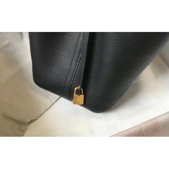 Hermes Picotin Lock 22 Bag In Black Clemence Leather