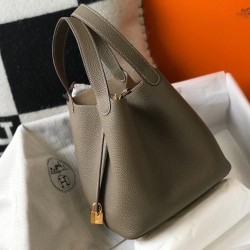 Hermes Picotin Lock 22 Bag In Taupe Clemence Leather