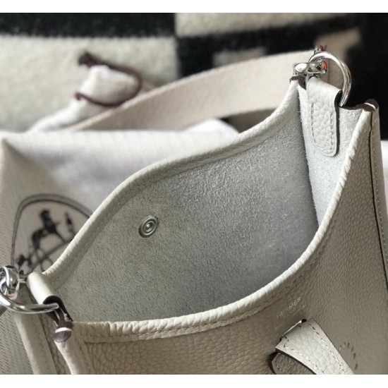 Hermes Evelyne III TPM Mini Bag In Pearl Grey Clemence Leather