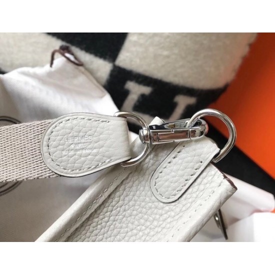 Hermes Evelyne III TPM Mini Bag In Pearl Grey Clemence Leather