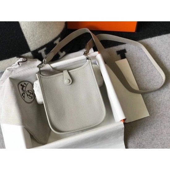 Hermes Evelyne III TPM Mini Bag In Pearl Grey Clemence Leather